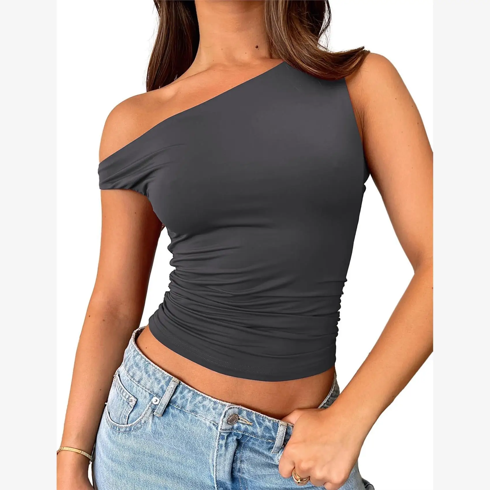New Short Women's Tank Top Fashionable Summer Outfit 96% plus Ingredient Content Stylish Ladies' Top Student Uniform Workwear - view 3