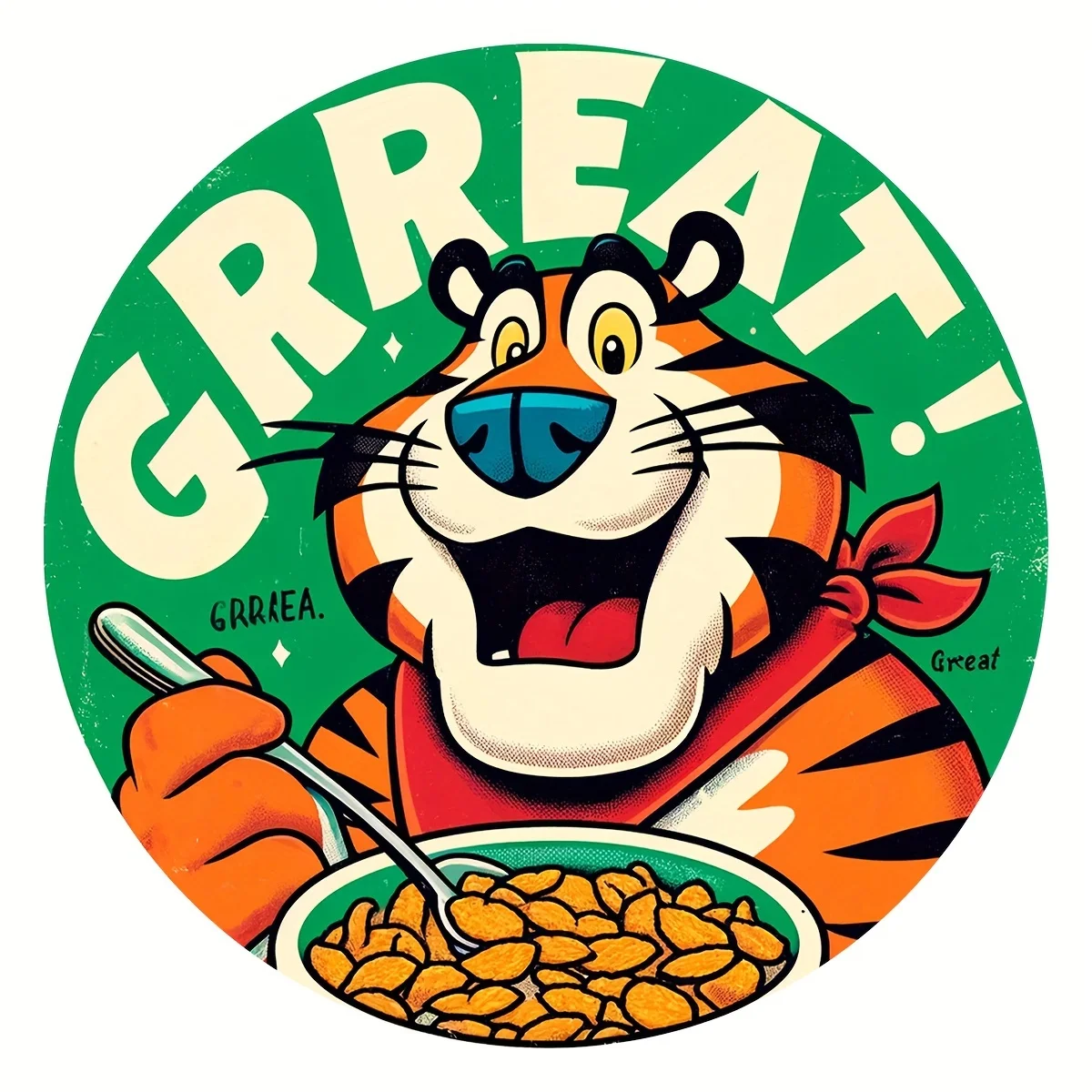 Vintage Tiger Cereal Character Aluminum Wall Art Sign - Fun Retro Decor for Home Kitchen, Dining Room, Bars, Cafes & Garages #2