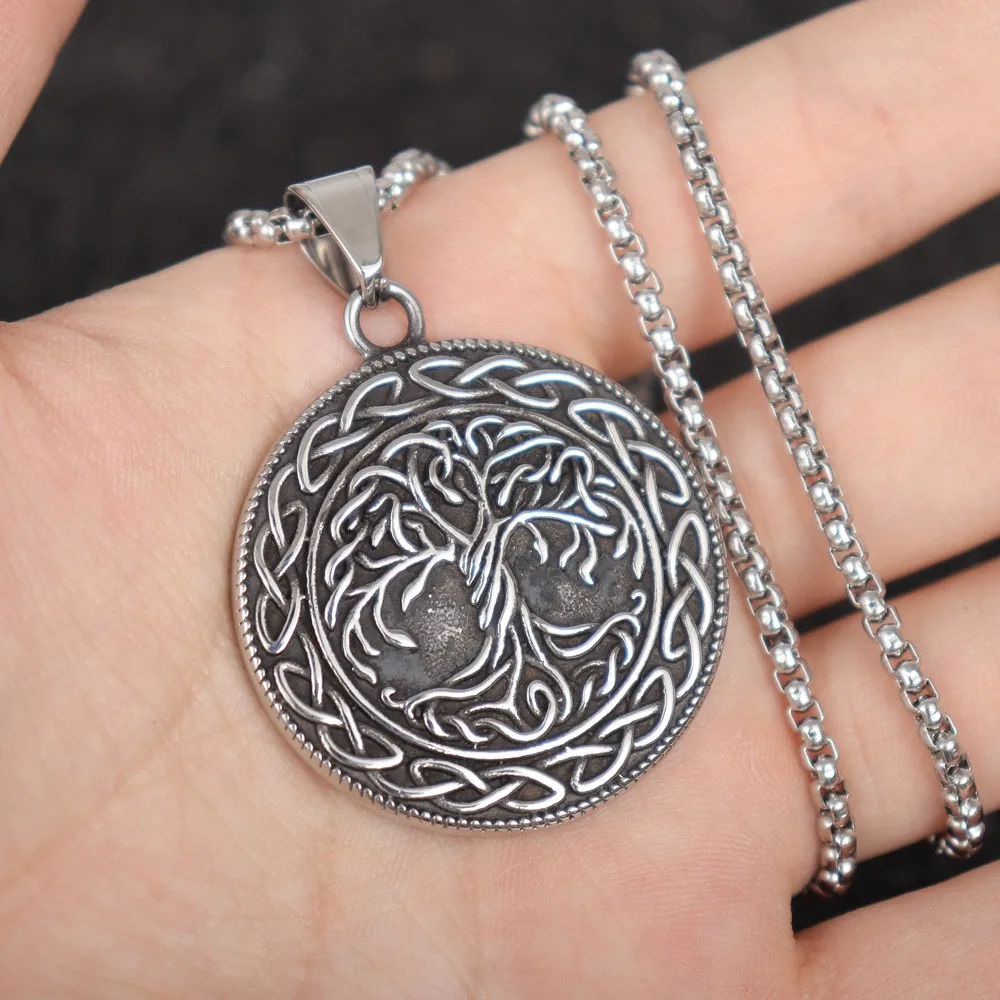 Vintage Viking Tree of Life Pendant Charm Men's Necklace Christmas Gift Valentine's Day Gift Protector Jewelry Accessories