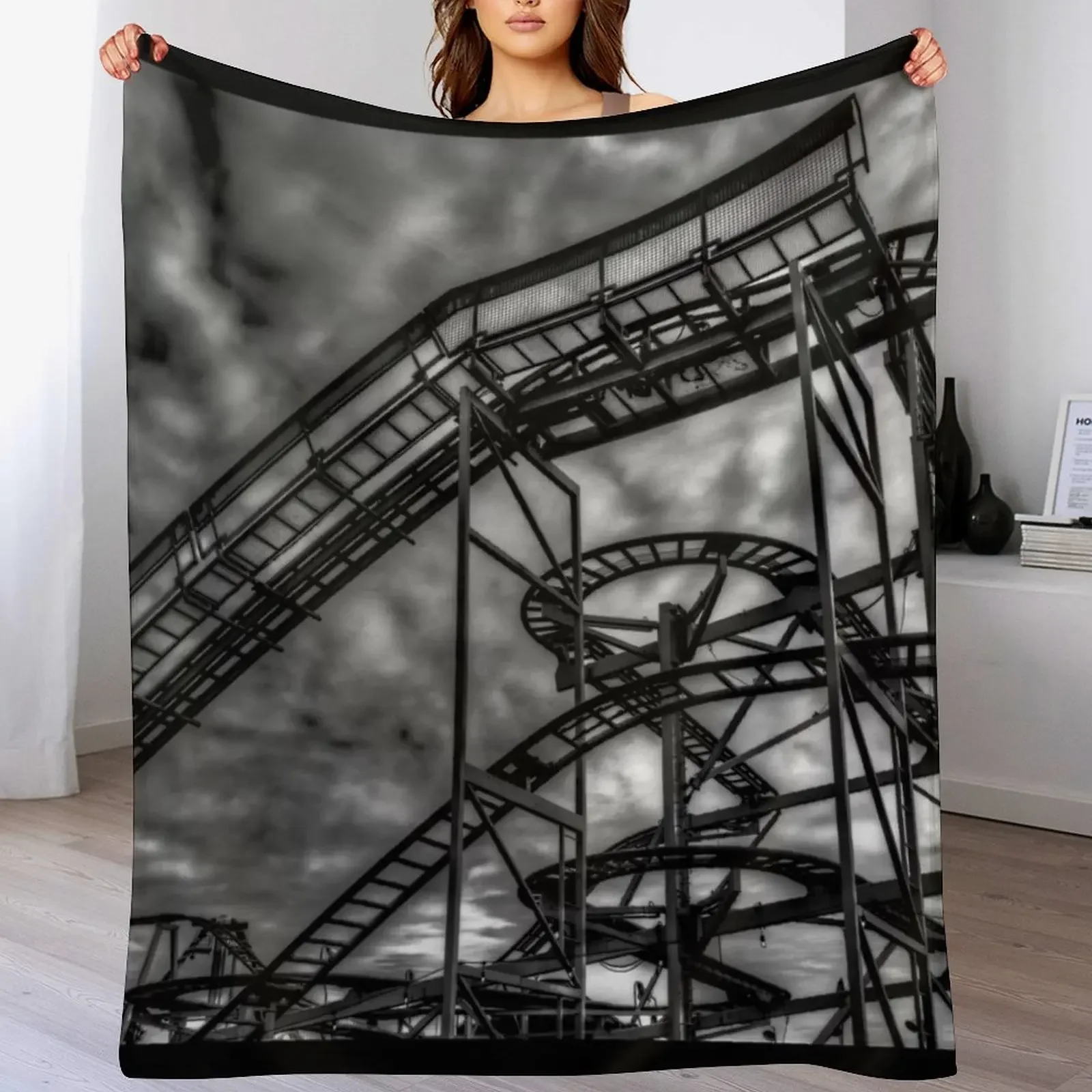 Monochrome Rollercoaster Throw Blanket blankets and throws Giant Sofa warm for winter Multi-Purpose Blankets