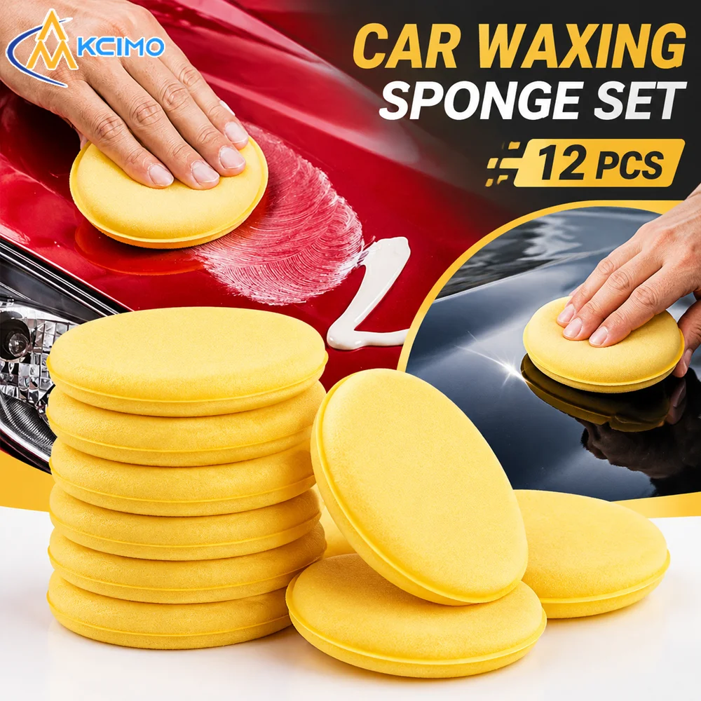 12Pcs Soft Non-Scratch Foam Wax Applicator Pad, Reusable Auto Polishing Sponge for Car Wax Ceramic Coating Paint Care