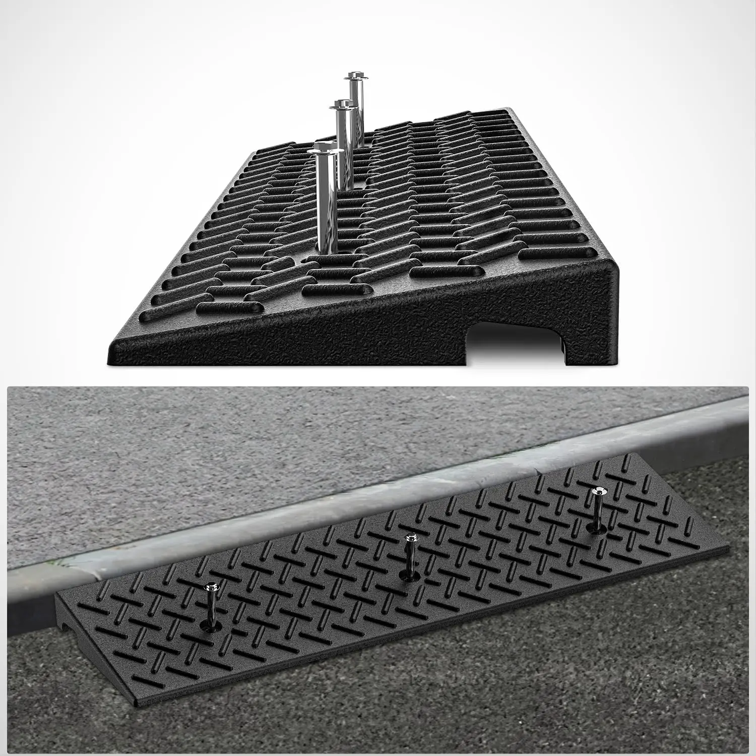 Nilight 2" Rise Curb Ramps, Heavy Duty Rubber Driveway Threshold Shed Ramp for Sidewalk Cars Lawn Mower Wheelchairs Motorcycles, 3300lbs Load Capacity