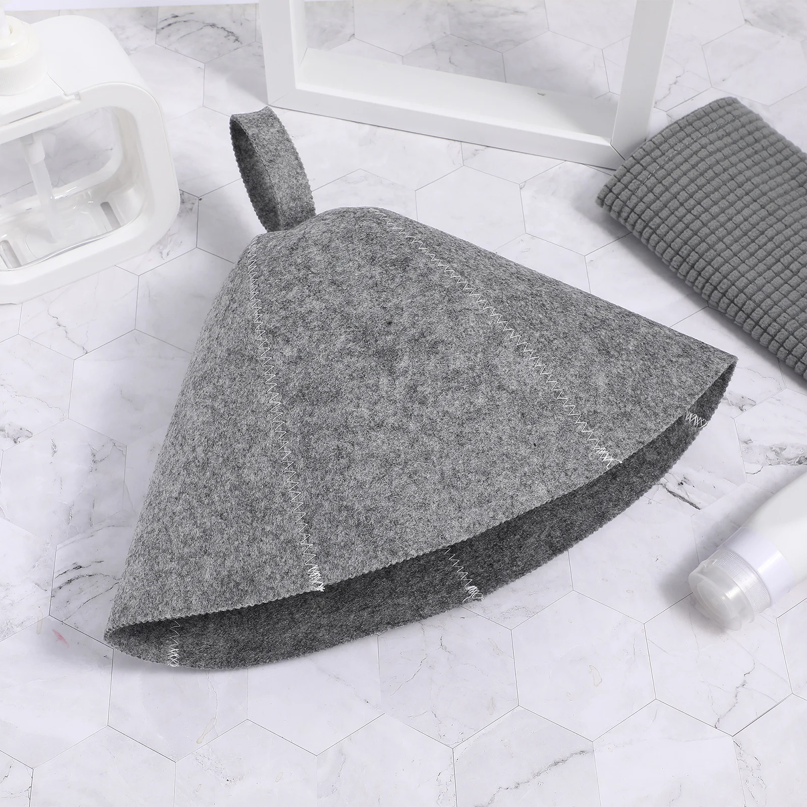 

2 pcs Lightweight Shower Cap Steam Sauna Hat Felt Heat Insulation Spa Bathing Shower Hat Large Sauna Cap Felt Size