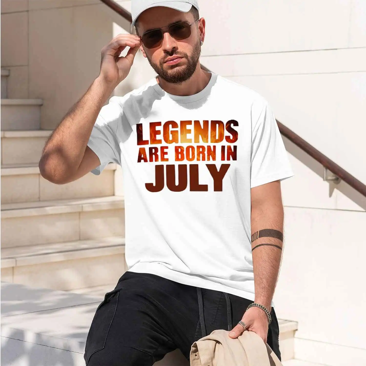 Bold Graph Style Men's T-Shirt Legends Are Born In July Summer Wear For Birthday Gifts 2026 New Model Short-sleeve crewneck TShi