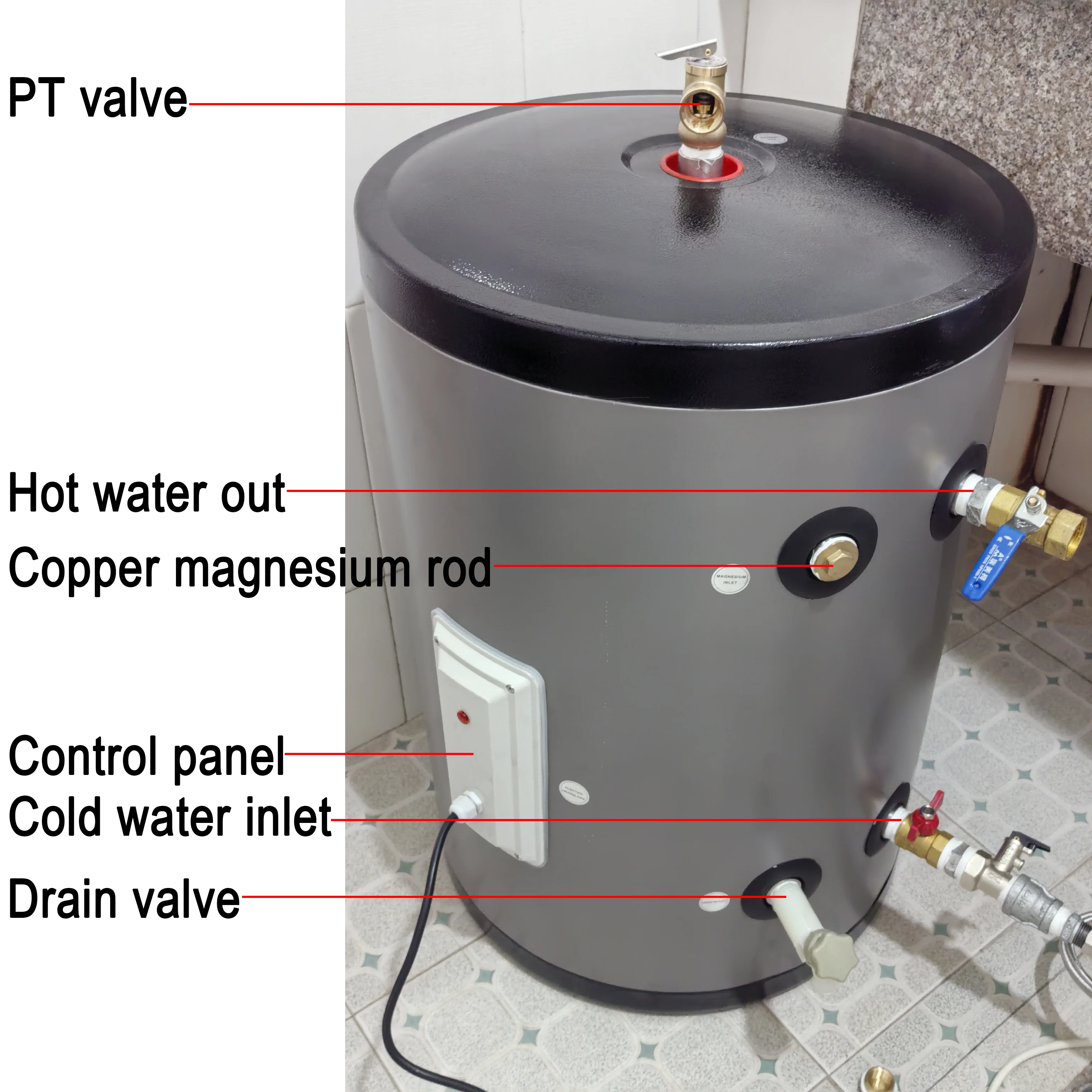 Instant Electric Water Heater Duplex S-S 2205 with Light Emitting Diode Temperature Display English Operating Language RV