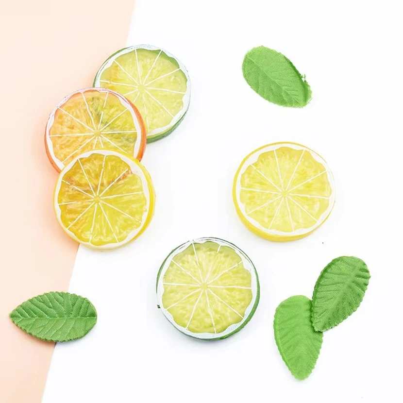 

5pcs Artificial Plastic Lemon Fake Plants Kids Toys Fridge Sticker Diy Needlework Box Household Products New Year Festival Decor