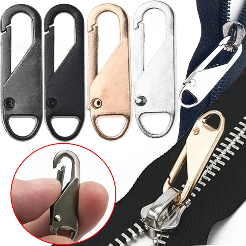 5pcs Metal Alloy Zipper Slider Replacement Puller Universal Zip Head for Luggage Backpack Handbag DIY Sewing Craft Zipper Repair
