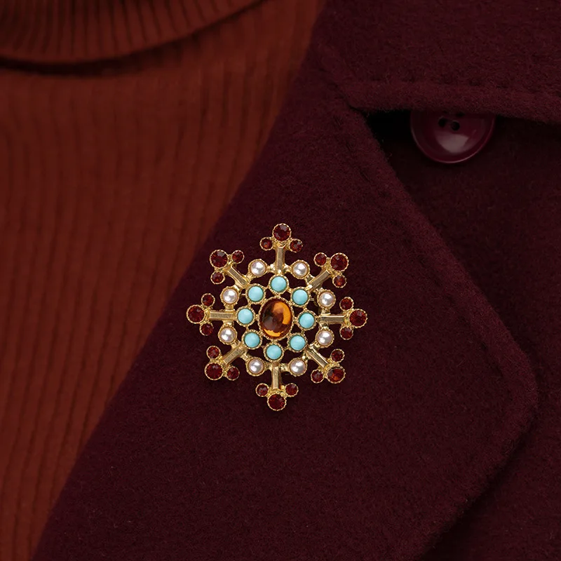 women retro gold baroque brooch gemstone antique palace style accessories pins