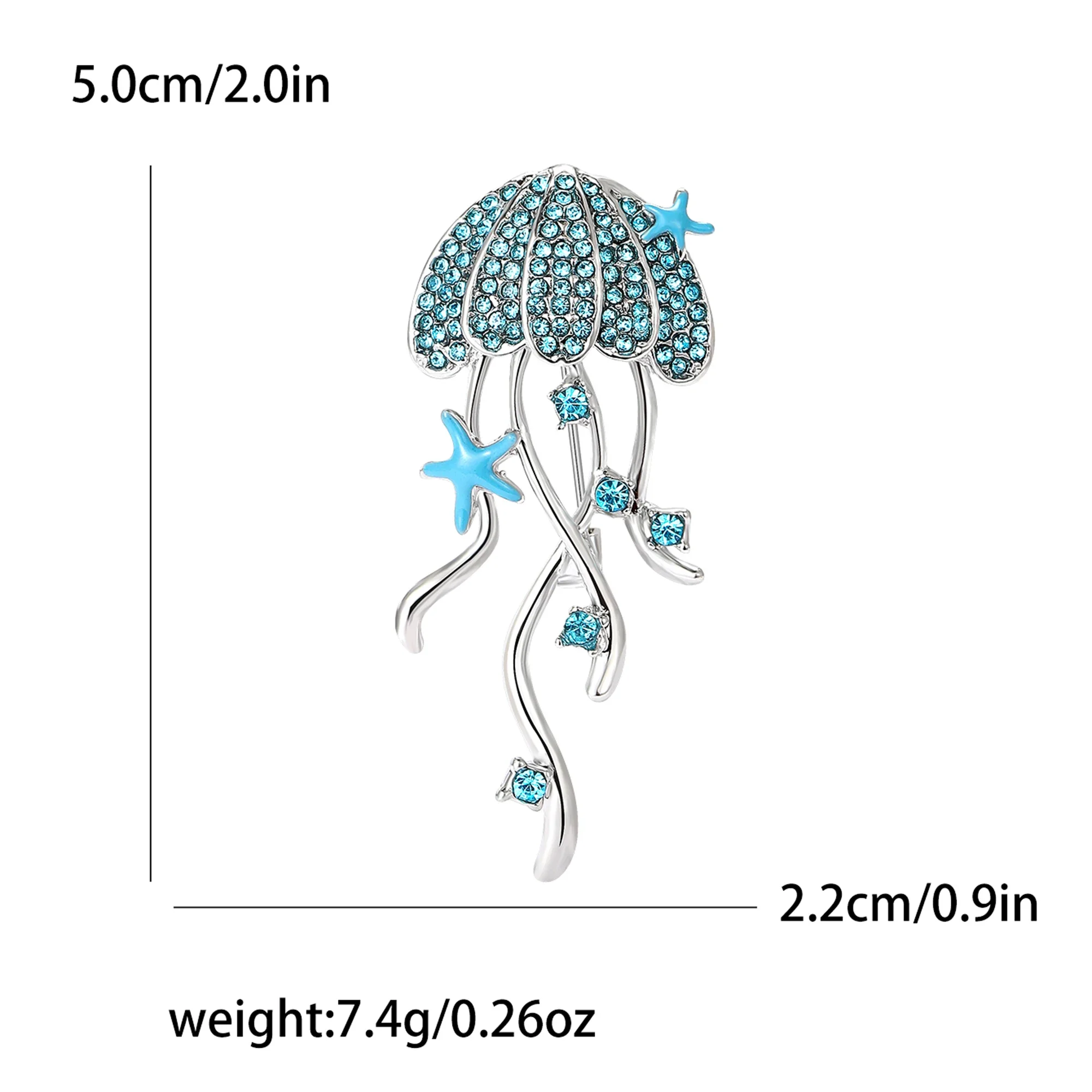 Broszka z meduzą z kryształu górskiego dla kobiet Unisex Emalia Rozgwiazda Życie morskie Szpilki Impreza Plecak Dekoracja Odzież Akcesoria