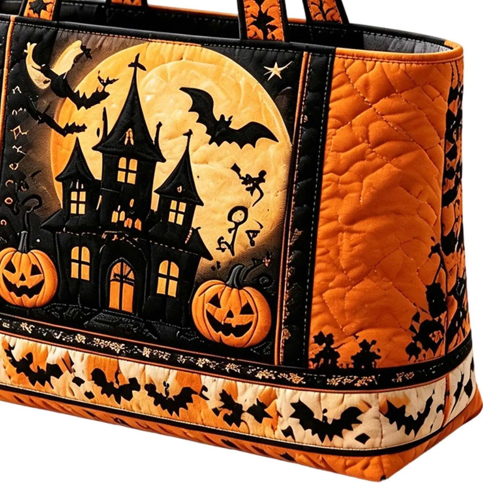 Halloween Tote Bag 3D Spooky Quilted Large Capacity Pouch Halloween Themed Handbag for Shopping Outdoor Sand Boat Cruise
