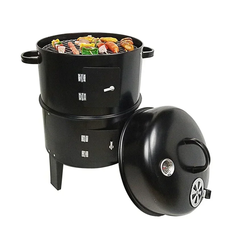 Desktop 220v Double-layer Smoked Oven Charcoal Barbecue Oven Roast Duck Sausage Bacon Barrel Smoked Fish Barrel Barbecue Box