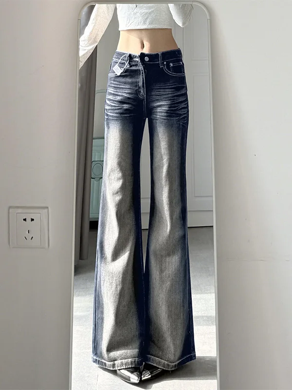 

American Style Slimming Bell Bottom Jeans Women's Blue Black Spring New High Waist Skinny Jeans Comfortable Casual Trousers