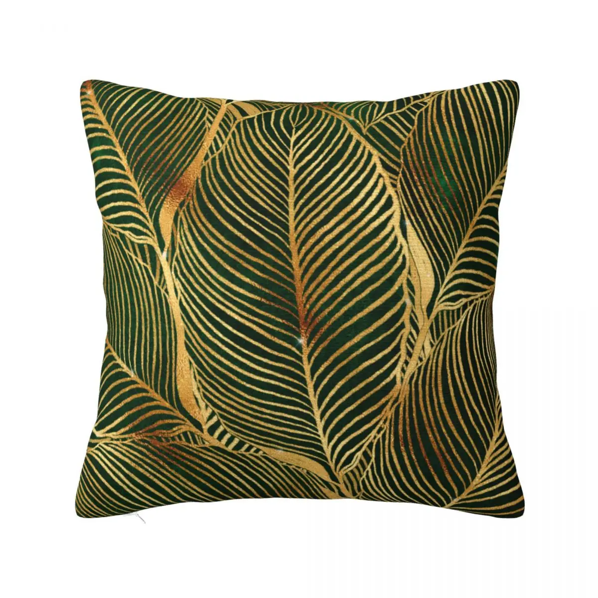 Foglie d'oro verde foresta modello elegante federa stampa fodera per cuscino decorazione federa per cuscino sedia Dropshipping