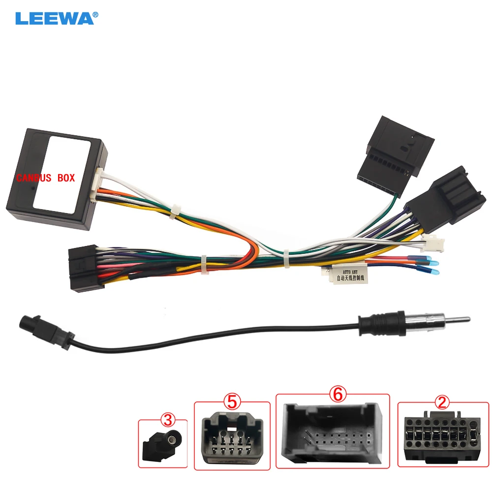 

LEEWA Car 16pin Power Cord Wiring Harness Adapter With Canbus Box For Peugeot C3/C4 (21-24,Low Trim Level)Installation Head Unit