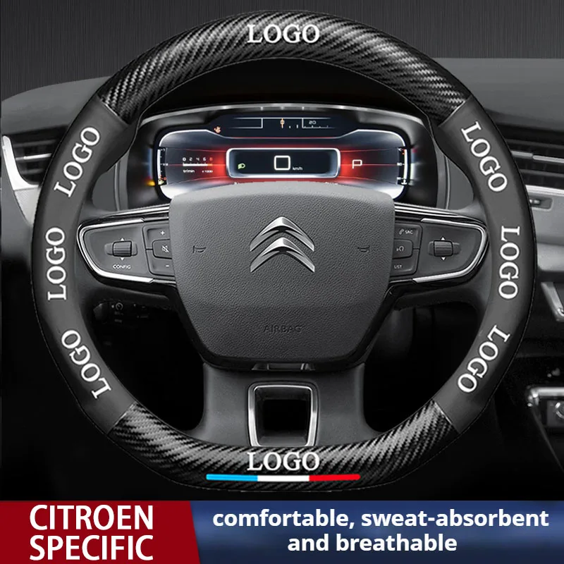 

Carbon fiber Cow Leather Car Steering Wheel Cover Citroen C1 C2 C3 C4 C5C6 ELYSEE VTS Xsara C-Crosser Berlingo Jumpy Accessories