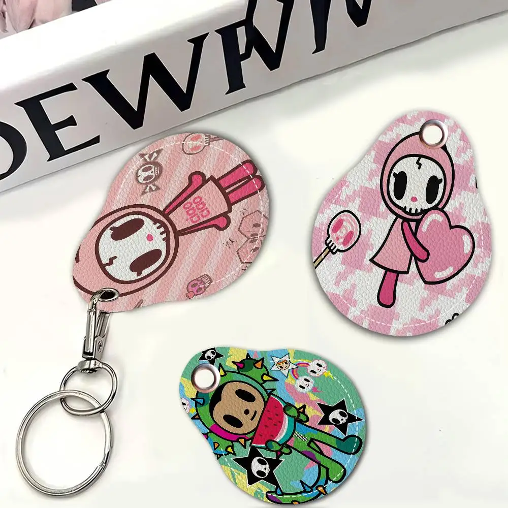Fashion T-Tokidoki Men and womenn Universal Antirust Keychain PU Learther Access Card Holder Drop Key Tag Ring