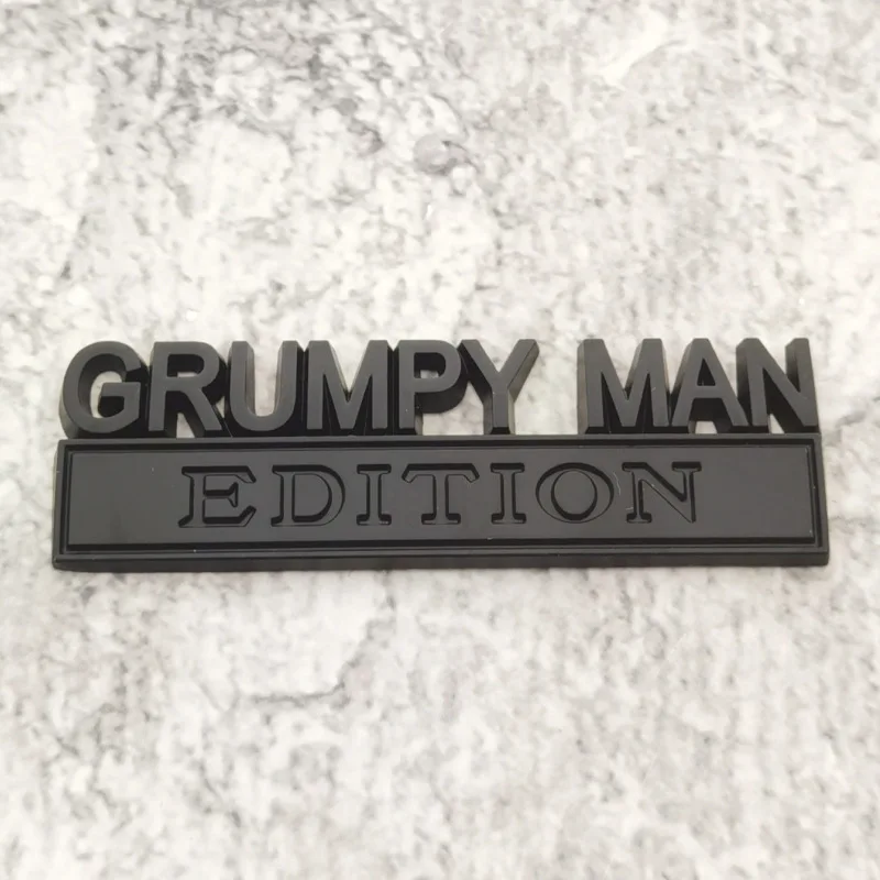 2pcs Metal Grumpy Man Edition Door Tailgate Bumper Emblem Bsdge Decals for Universal Vehicle,Car,Truck,SUV Decor(All Black) 5