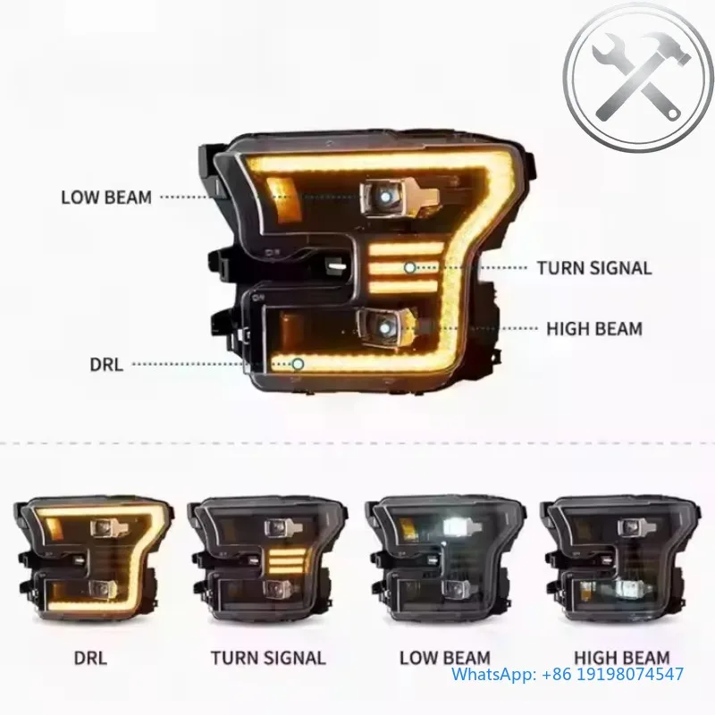 

2015-2017 Heavy Pickup Truck Full LED Headlights Assembly Amber DRL Startup Animation 6000K Waterproof Auto Parts