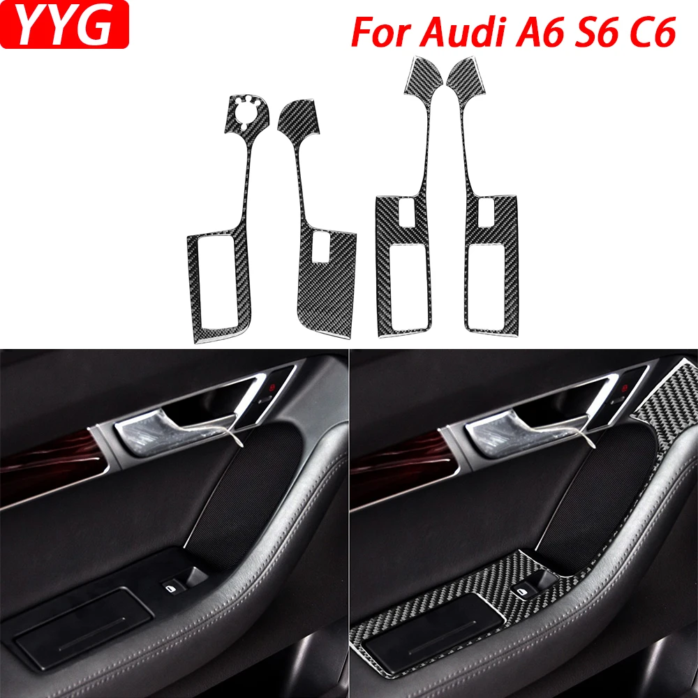 

For Audi A6 S6 C6 2005-2011 Car Accessories Carbon Fiber Window Switch Lifting Panel Cover Trim Interior Sticker Modification