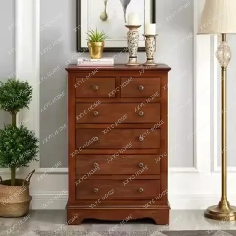 

Легкий роскошный шестисекционный комод из массива дерева, полностью деревянный, с большими ящиками, простой дизайн.