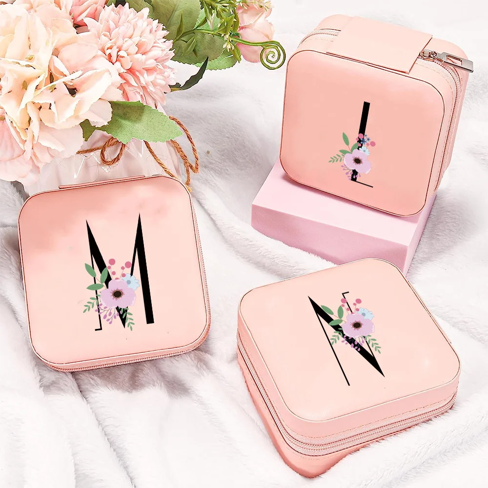 

New Jewelry Storage Box Desktop Drawer Necklace Ring Seat Zipper Bracelet Earrings Jewels Organizer Case Flower and Black Series