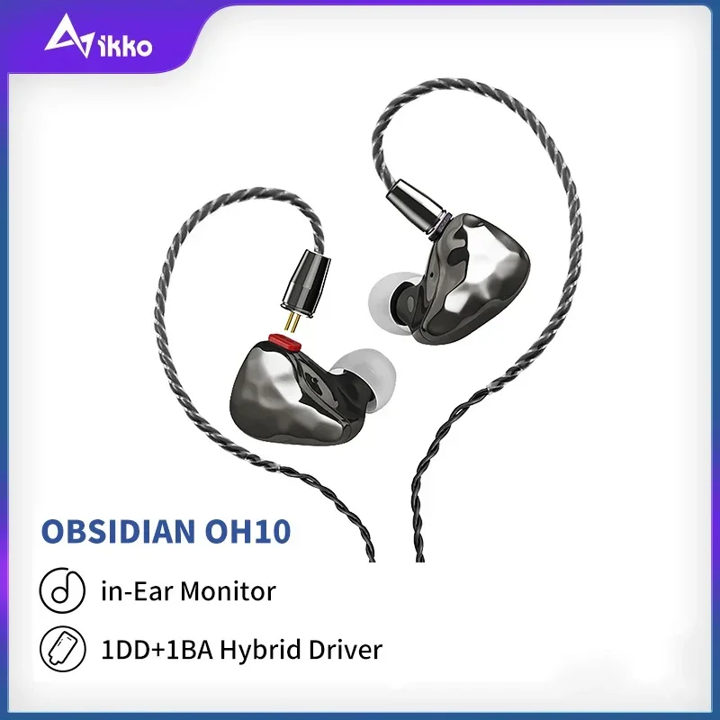 

iKKO Obsidian OH10 Wired Earphone HIFI Headphones IEM Headset Game Music In-ear Audio Monitor 1BA+1DD Dual Hybrid Earbuds