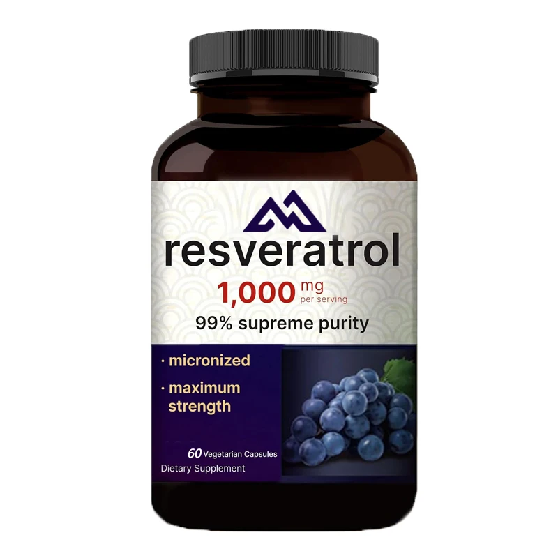 Pure Trans Resveratrol 60 Cápsulas, Suplementos Ótimos, Envelhecimento Saudável, Suporte Cérebro e Coração