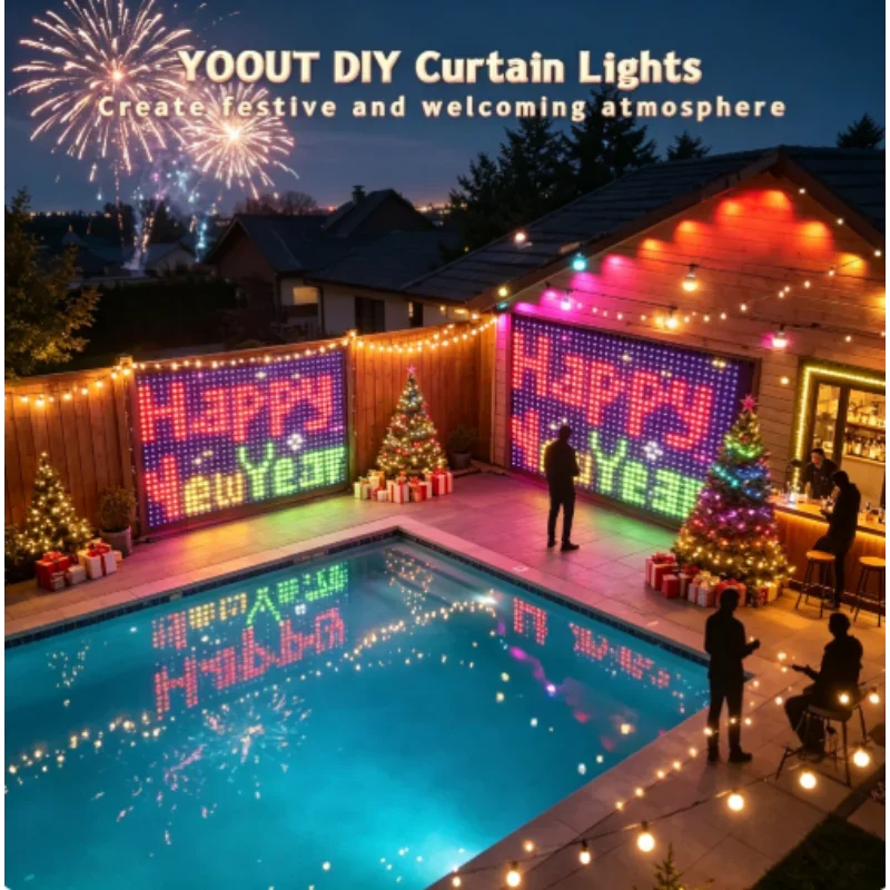 400LEDs Smart LED String Lights Curtain Garland Bluetooth APP Control Christmas DIY Picture Display Party Wedding Decor