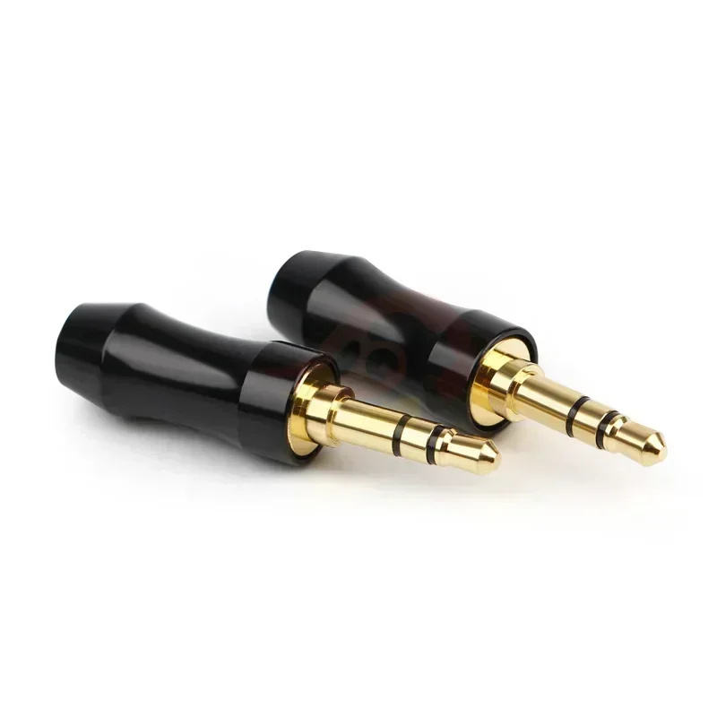 Jack 3.5mm Audio Headset 3 Poles Gold Plated 3.5 Plug Connectors Solder Aluminum Alloy Shell Fixing Cable 6mm Black Silver