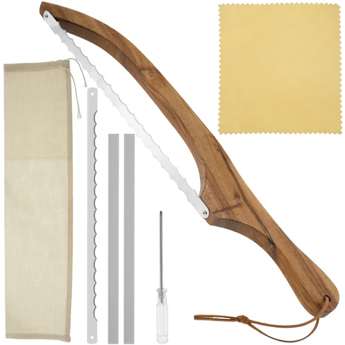 Cortador de arco de pan de madera, cortador de Bagel dentado, rebanador de pan de masa fermentada, herramienta de corte de pan portátil, herramienta de pastelería para hornear en la cocina