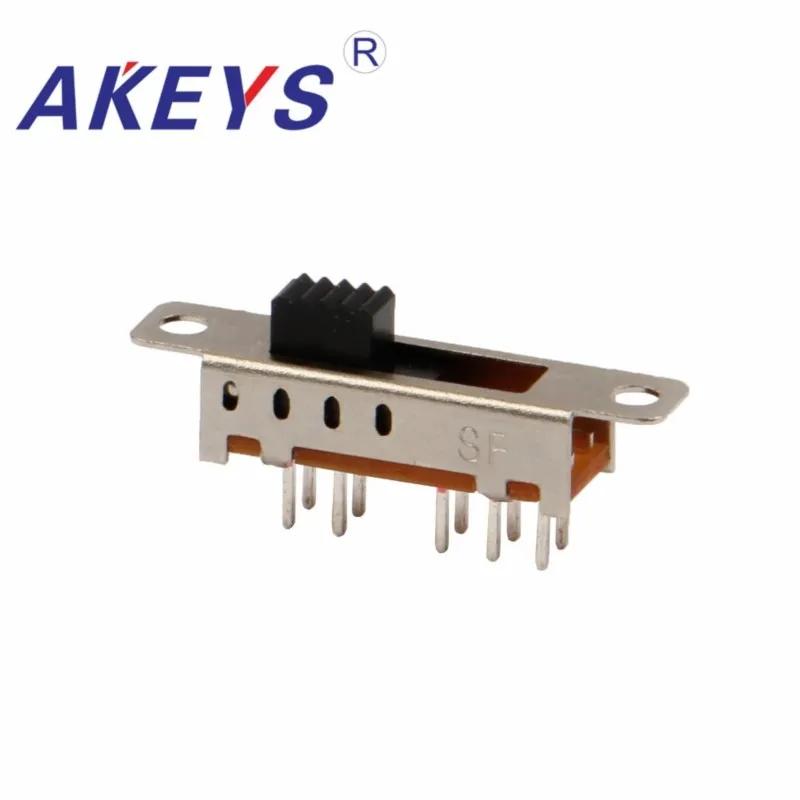 10Pcs SS-24E04 2P4T Double pole four throw 4 position slide switch 10 pin DIP type without fixed pin handle heights customized