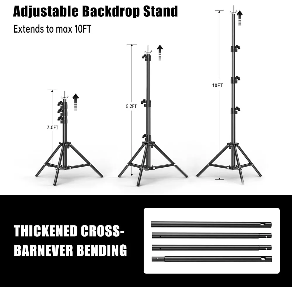حامل دعم خلفية 10 × 20 قدم للتصوير الفوتوغرافي، عرض قابل للتعديل وطول حامل خلفية دعم الخلفية - الأفضل #4