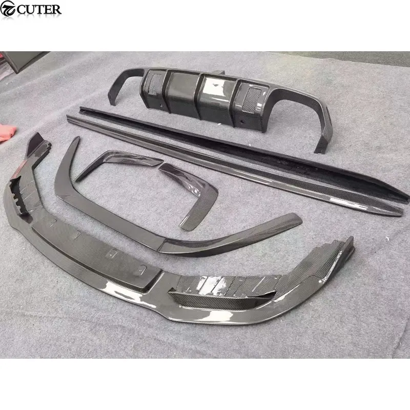 F91 F92 F93 M8 ألياف الكربون الجبهة حافة مصد السيارة فتحات الهواء صب الزخارف المصد الخلفي الناشر التنانير الجانبية الخلفي سبويلر لسيارات Bmw M8