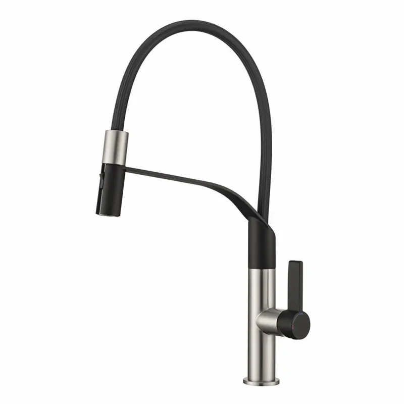 Pull Down Kitchen Faucet Sing Handle Hot Cold Water Mixer Tap 360° Swivel Dual Function Nozzle Kitchen Sink Tap Crane