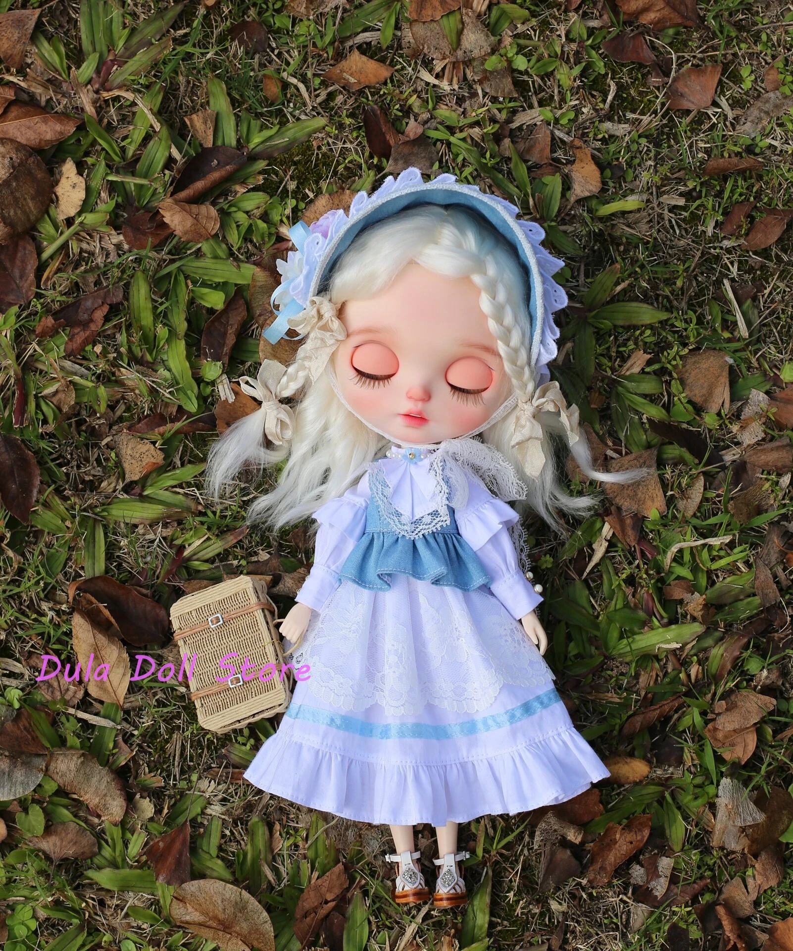 

Одежда для кукол Dula, сине-белое платье для куклы Blythe Landoudou Landazz Qbaby ob24 ob22 Azone Bjd