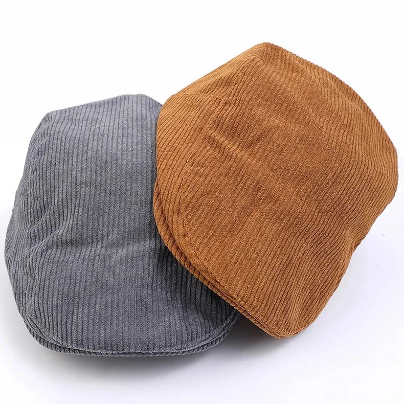 Cotton Adjustable  Caps Men Woman Casual Beret Flat Ivy Cap Soft Solid Color Driving Cabbie Hat Unisex Corduroy Hats