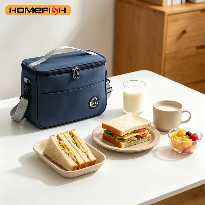 Thermal bag bento bag aluminum foil thickened lunch box thermal bag with rice shoulder strap bento bag one pack