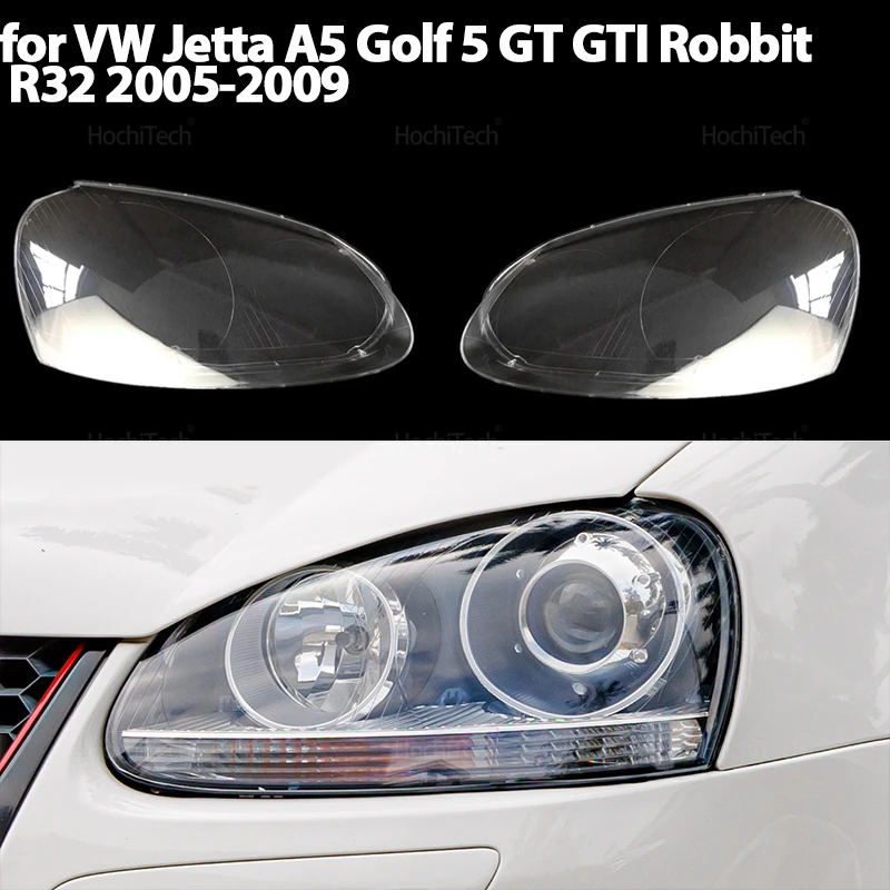 Headlamps Lens Glass Shell Masks Transparent Lampshade Car Front Headlight Cover for VW Golf 5 MK 5 Jetta A5 GT GTI R32 2005-09