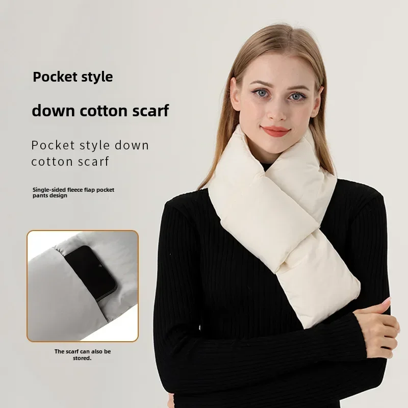 

New Winter Fashionable Pocket style Mobile phone storage Warm Thickened Scarf Women Men's Portable Versatile Neck Against Wind