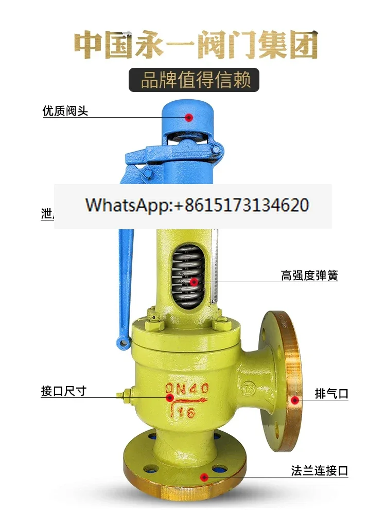 Spring full lift safety valve A48YH-16C/25C gas-liquid flange pressure relief valve for boiler steam pipeline