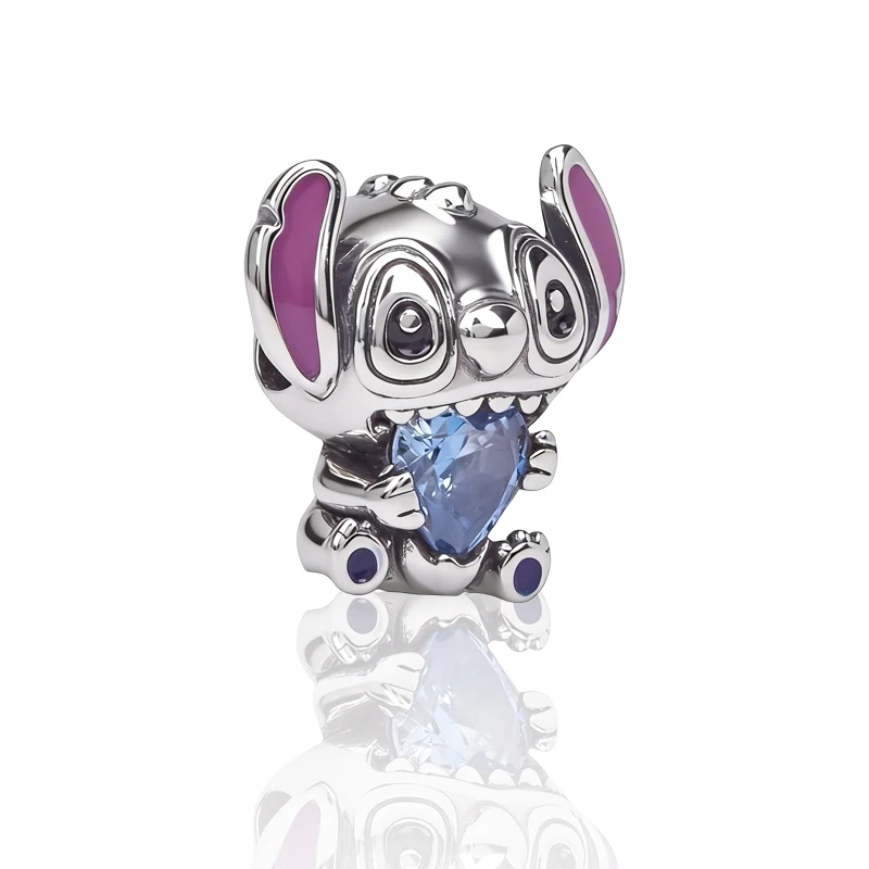 จี้ลูกปัดลายสติทช์จากดิสนีย์แบบใหม่ เหมาะสำหรับสร้อยข้อมือเงินแบบงู สร้อยคอ ลูกปัดสำหรับทำเครื่องประดับ DIY ของขวัญสำหรับผู้หญิง