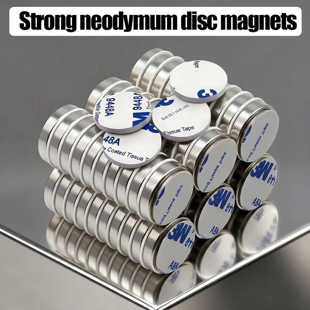10x2 10x3 20x3mm Superstarker runder Neodym-Magnet mit doppelseitigem Klebeband, Magnet N35, stark, permanent magnetisch – Detail 3