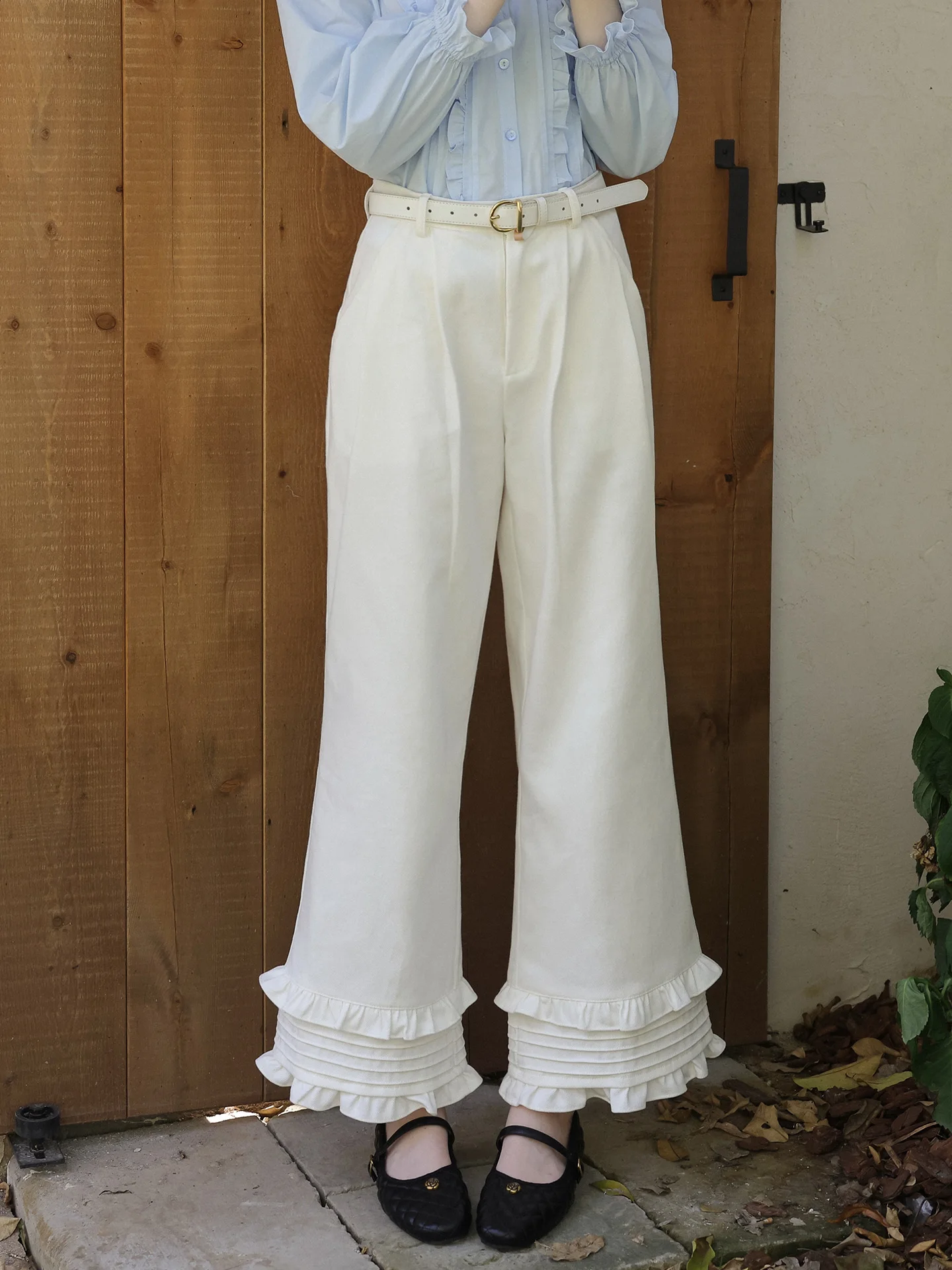 High Waist Wide Leg Denim Pleated Loose Casual Pants Korean Style Ear Look Pants Commute Style Pure Color Straight Tube Pants
