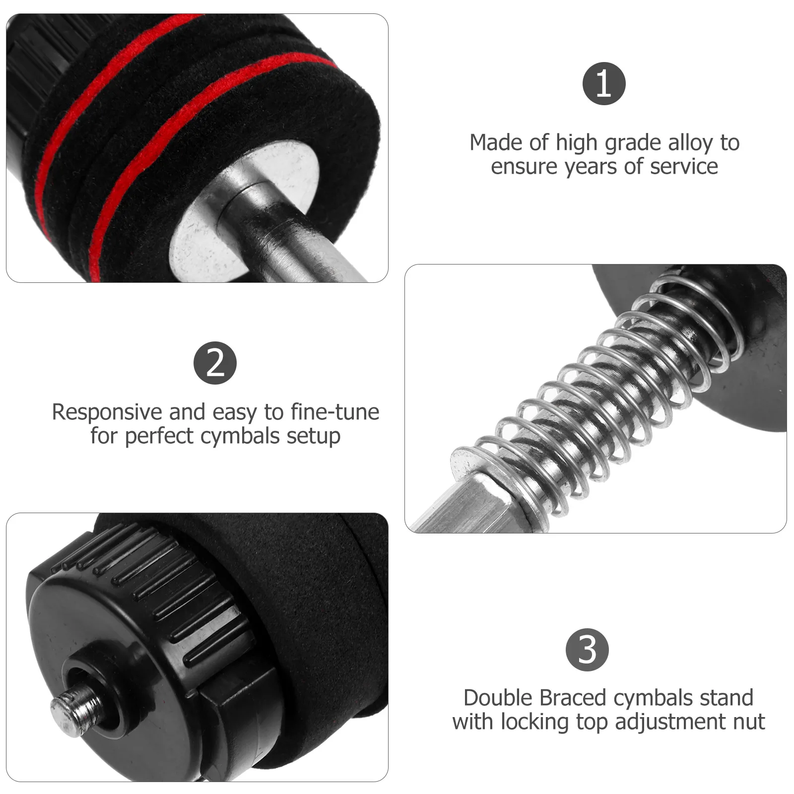 

Quick Release Cymbal Stacker Nut Double Braced Drum Stand Part Alloy Cap Strong Responsive Setup Locking