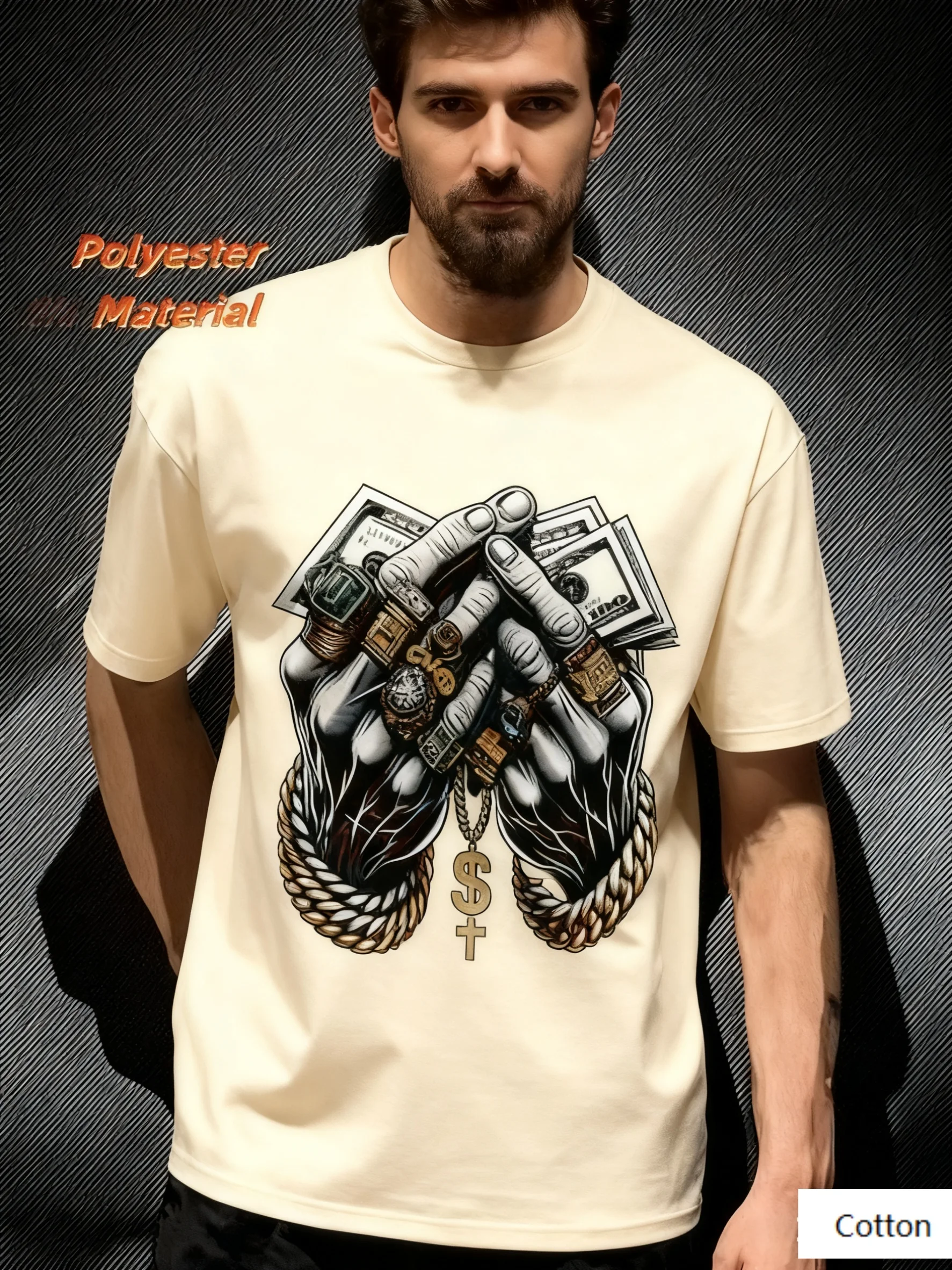 تي شيرت برقبة دائرية مع شارع - ثروة - تي شيرت مستوحى من الجرافيك للجنسين بأكمام قصيرة تي شيرت جرافيك عالي الجودة Y2k Tee #3