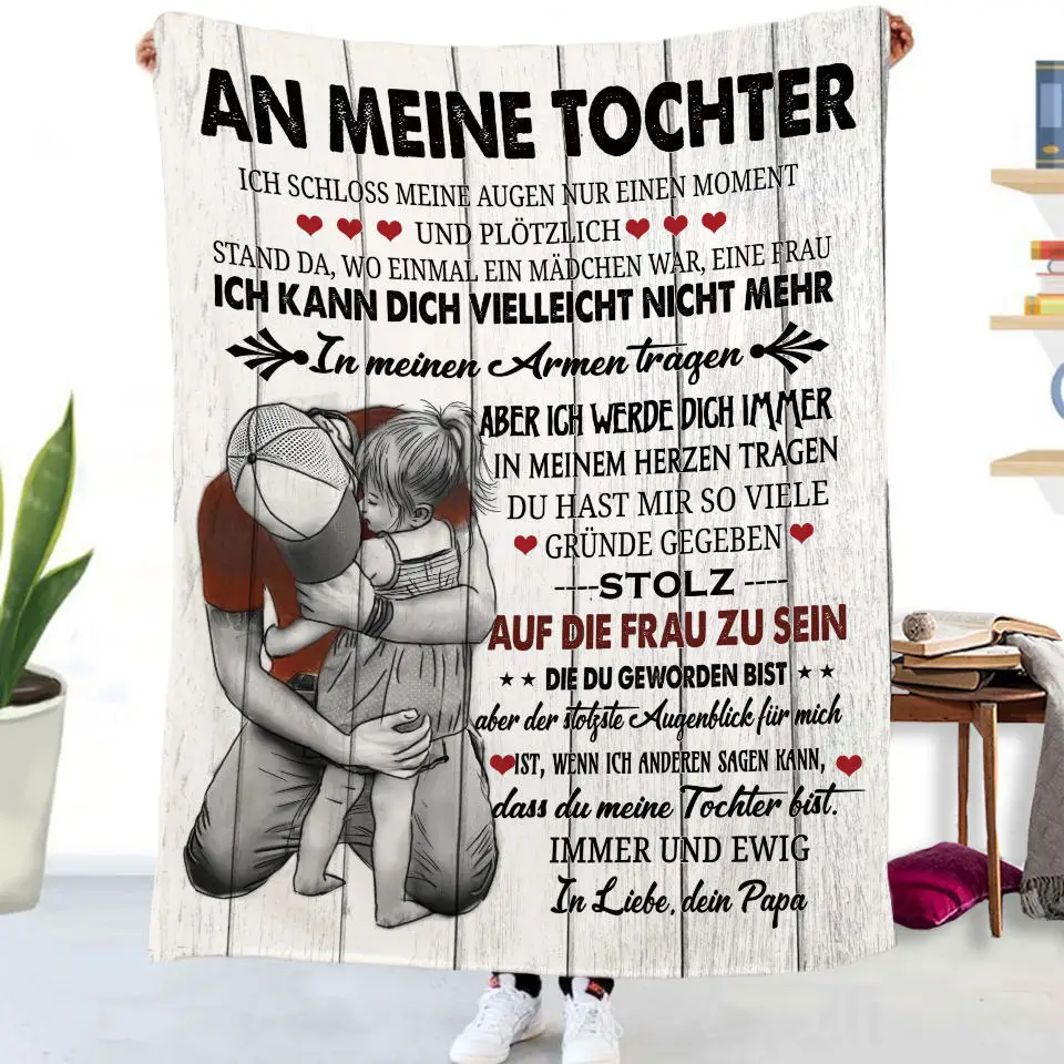 Flanelldecke mit deutschen Buchstaben „To My Daughter Son“, Weihnachtsgeschenk, warme Überwurfdecke für Bett, Sofa, Couch, Geburtstagsgeschenke, Heimkönigin – Detail 6