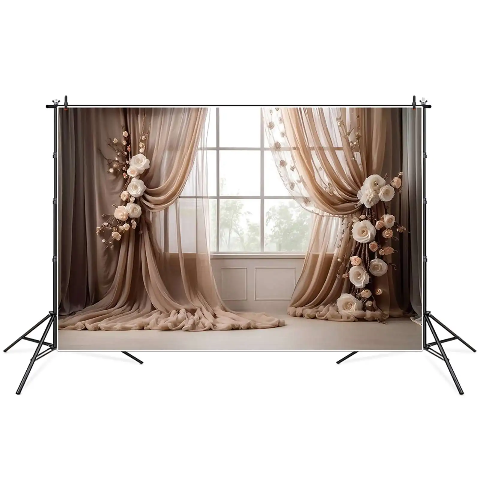 MOON.QG Vintage Wall Birthday Backdrop Women Flower Draping Cloth Bohemian Background Custom Party Decoration Photozone Supplies