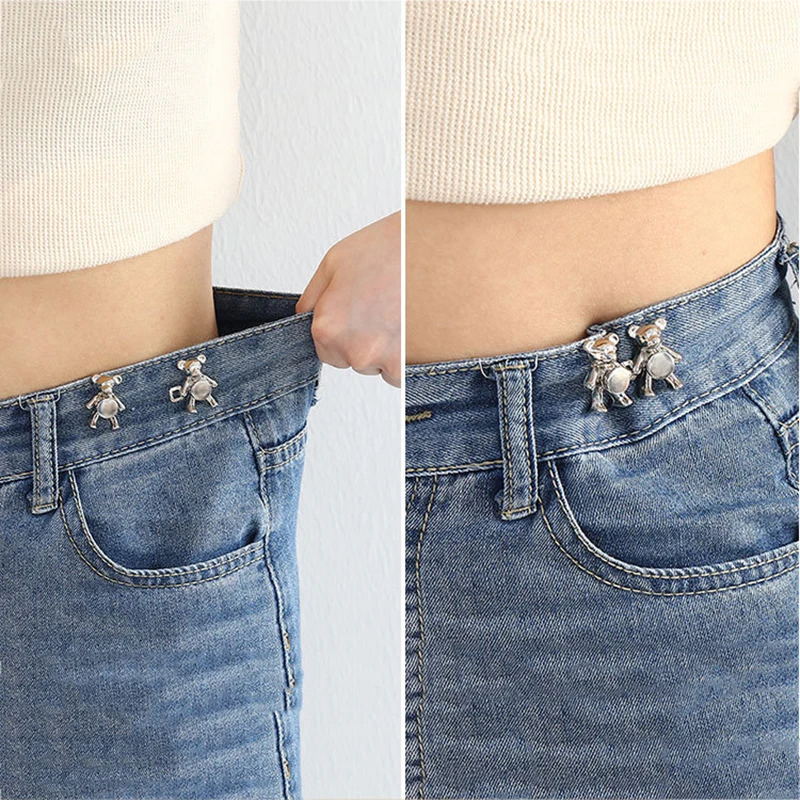 Hebilla de cintura de oso lindo, Clip de pantalón desmontable, tensor de cintura ajustable, No requiere costura, accesorios para Jeans