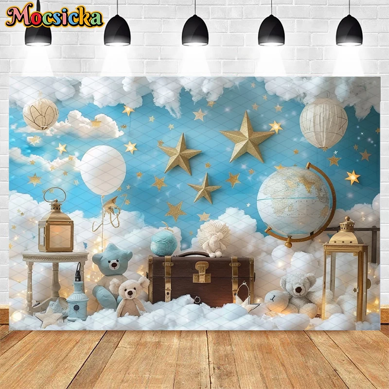 Mocsicka Photography Background Kids Birthday Party Cake Smash Baby Shower Decor Traveling Adventure Bear Backdrop Photo Studio