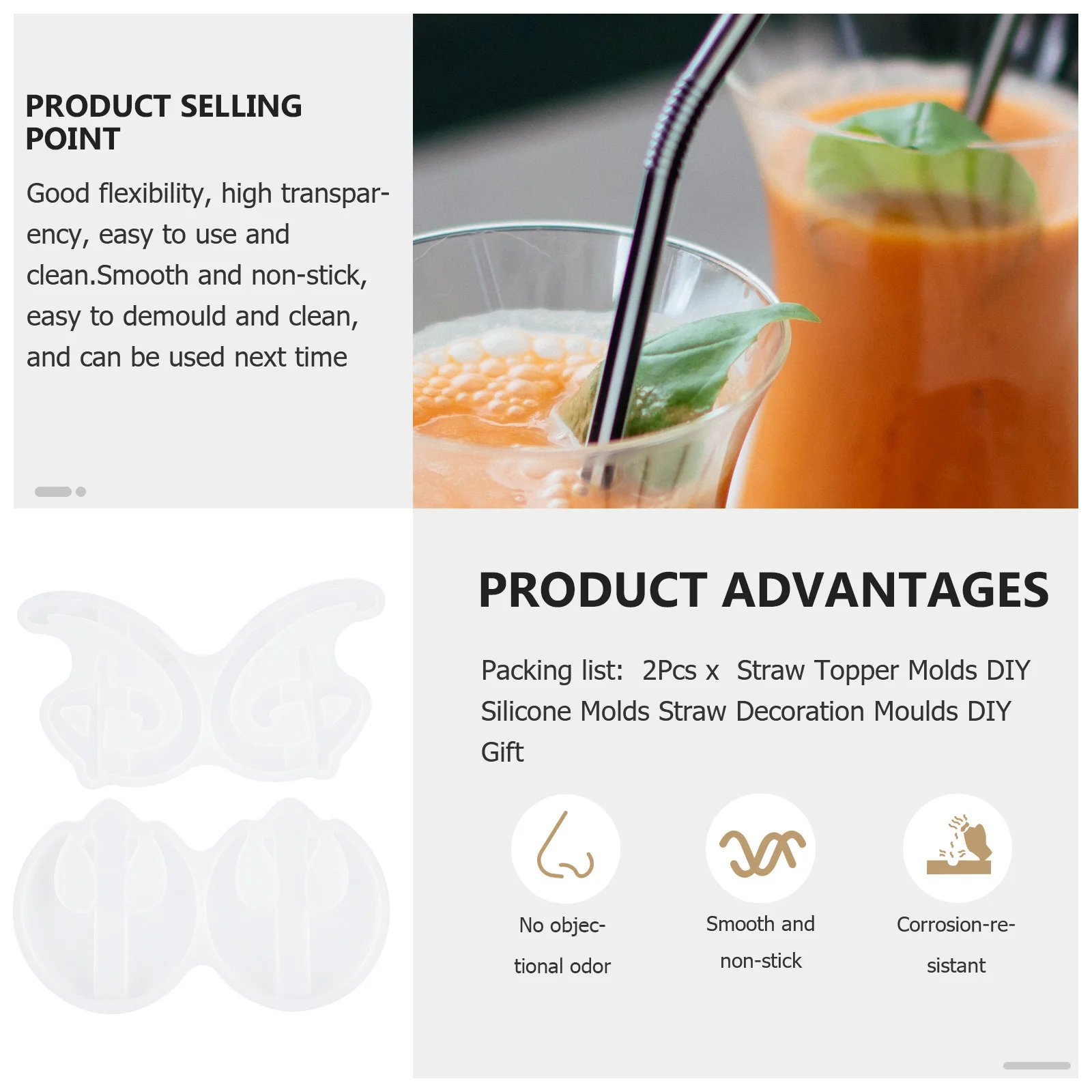 2 قطعة قوالب القش توبر لتقوم بها بنفسك قوالب السيليكون لصياغة الراتنج قوالب الديكور القش لتقوم بها بنفسك أدوات صنع الهدايا قالب من السيليكون